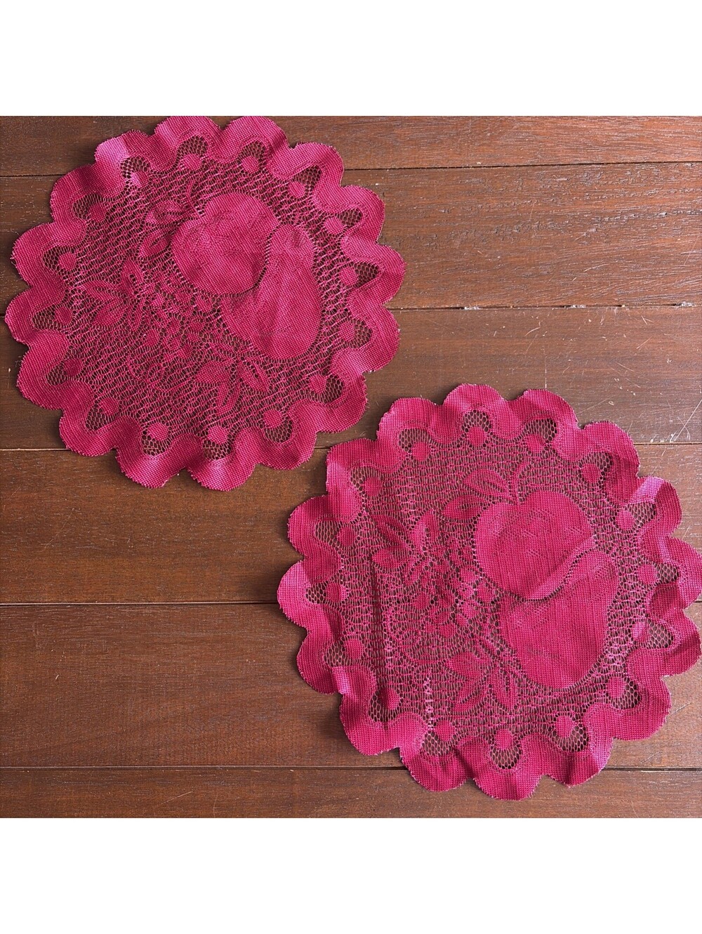 25 Pc VTG Handmade Crochet Lace Doily Lot Victorian Chic Wedding Pink Purple - Picture 4 of 13